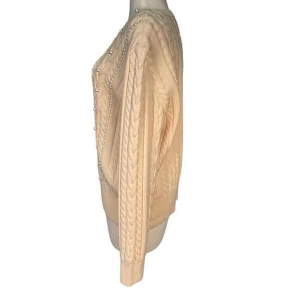 ESCADA by MARGARETHA LEY 100% New Wool Size 42 Cream Tight Knit With Pearls - Picture 3 of 16